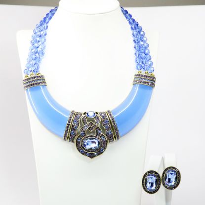 Picture of Retired Heidi Daus 'Signature Accent' Collar Necklace & Earring Set in Blue