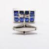 Picture of Mid Century Lucien Piccard 14k White Gold, Diamond & Synthetic Blue Sapphire Cufflinks