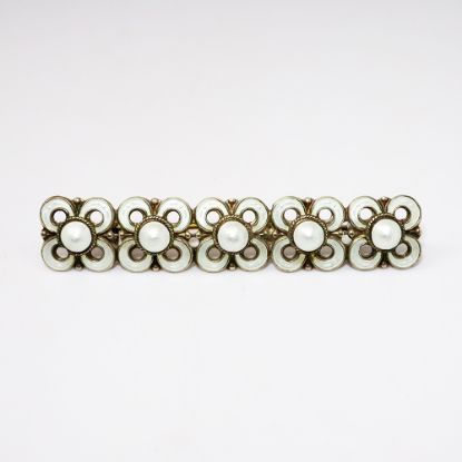 Picture of Vintage Willy Winnaess for David Andersen White Enameled Flower Bar Brooch