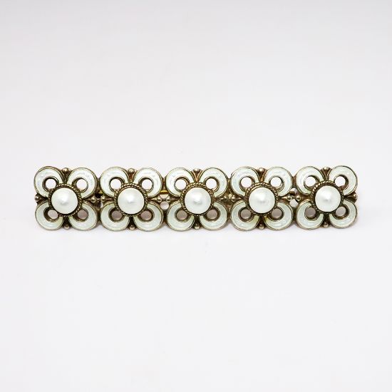 Picture of Vintage Willy Winnaess for David Andersen White Enameled Flower Bar Brooch