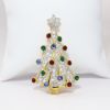 Picture of Vintage Swarovski Crystal Christmas Tree Brooch with Glass Cabochon Ornaments & Original Box