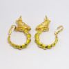 Picture of Vintage 1960's Hattie Carnegie Gold Tone Metal & Yellow Enamel Zebra Hoop Earrings