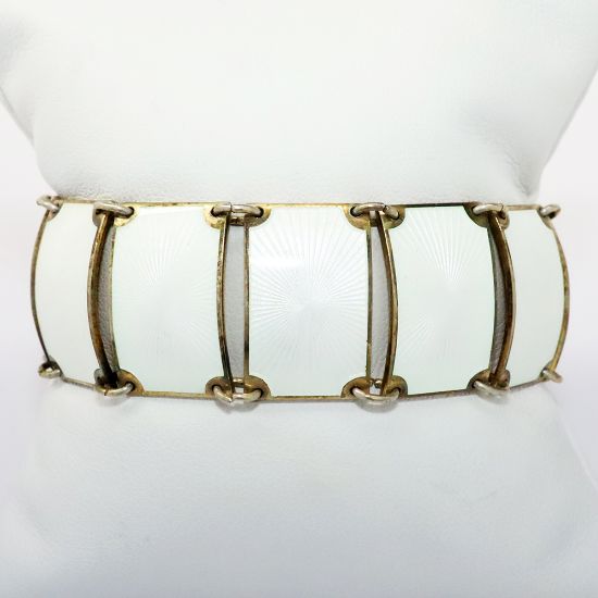 Picture of Art Deco Sterling Silver & White Guilloche Enameled Bracelet by David Andersen