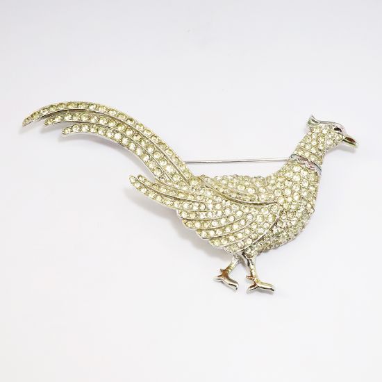 Picture of 1942 Coro Large Pavé Set Rhinestone Pheasant Brooch by Adolph Katz