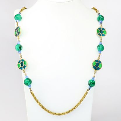 Picture of Vintage 1960's Mod Miriam Haskell Green & Blue Plique-à-Jour Necklace 