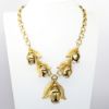 Picture of Vintage 1940's Leo Glass Figural Flower Necklace with Clear Rhinestone Centers