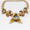 Picture of Vintage 1940's Leo Glass Figural Flower Necklace with Clear Rhinestone Centers