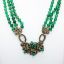 Picture of Art Deco Era Triple Strand Beaded Chrysoprase Necklace with Gilt Silver Leaf Accents