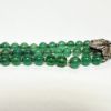 Picture of Art Deco Era Triple Strand Beaded Chrysoprase Necklace with Gilt Silver Leaf Accents