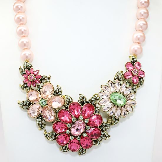 Picture of Retired Heidi Daus 'Glorious Garden' Statement Necklace in Pink