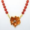 Picture of MMA (Metropolitan Museum of Art) Carnelian Beaded Necklace with Enameled Poppy Clasp & Matching Earrings