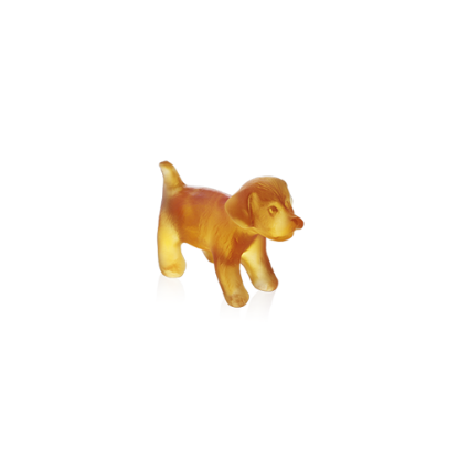 Picture of Daum Mini Standing Puppy in Amber Crystal Figurine