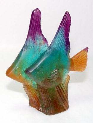 Picture of Daum Amber, Purple & Green Pair Of Fish. 