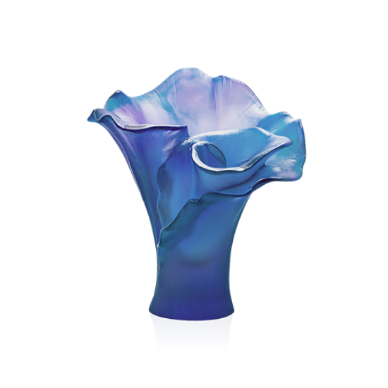 Picture of Daum Small Blue Nuit Arum Flower Vase.