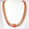 Picture of Vintage Hattie Carnegie Faux Coral Cameo Beaded Necklace & Earring Set