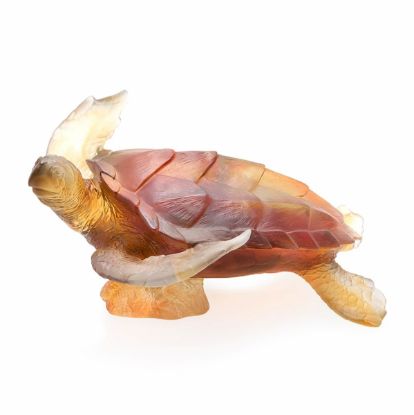 Picture of Daum Coral Sea Large Amber Grey Sea Turtle Crystal Figurine