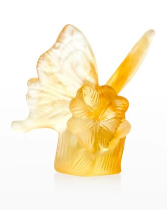 Picture of Daum Yellow & Amber Butterfly Figurine. 