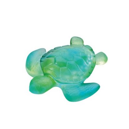 Picture of Daum Crystal Mini Sea Turtle in Turquoise Figurine