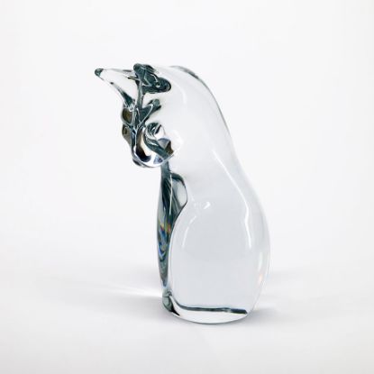 Picture of Daum Mid Century Clear Sitting Cat Figurine.