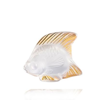 Picture of Lalique Fish Clear With Gold Stamping Figurine