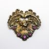 Picture of Antique William B. Kerr Gilt Sterling Silver Cherub 2-Piece Belt Buckle with Purple Czech Glass Accents