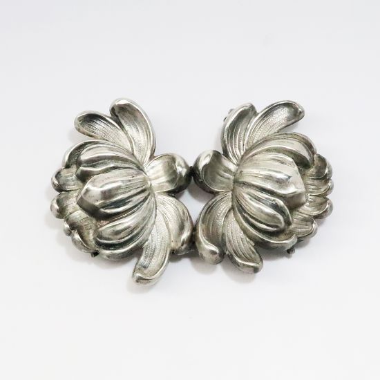 Picture of Antique Art Nouveau Sterling Silver Lotus 2-Piece Belt Buckle by William B. Kerr