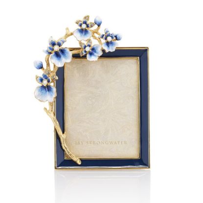 Picture of Jay Strongwater Kelsey Orchid Frame In Delft Blue