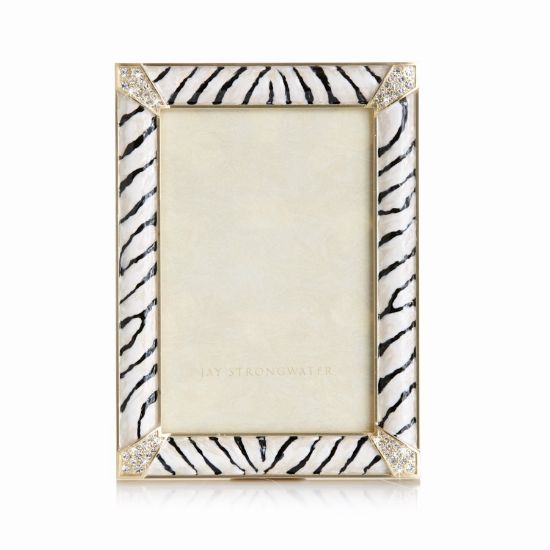 Picture of Jay Strongwater Leonard Zebra Frame With Pave Crystal Corners