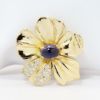 Picture of 14k Yellow Gold, Sapphire Cabochon & Diamond Flower Brooch/Pendant