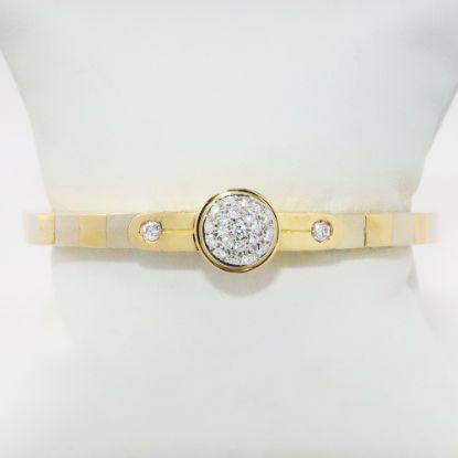 Picture of 18k Tri-Tone Gold Cuff Bracelet with Pavé Set Diamond Discs 