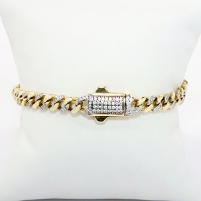 Picture of 14k Two-Tone Gold & Diamond Curb Chain Bracelet with Pavé Set Diamond Clasp