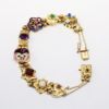 Picture of Vintage Mid Century 14k Yellow Gold, Gemstone & Enameled Slide Charm Bracelet