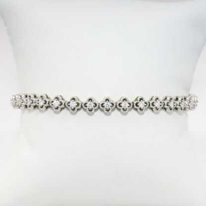 Picture of 14k White Gold & Diamond Quatrefoil Shaped Link Tennis Bracelet