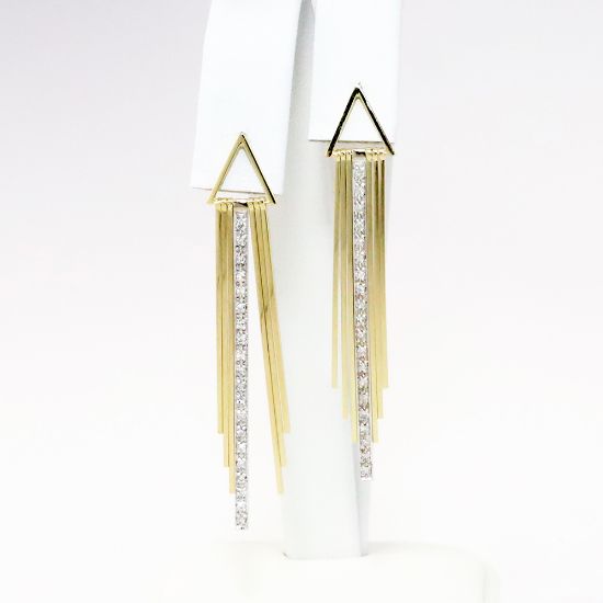 Picture of 14k Two-Tone Gold & Diamond Chime Style Dangle Earrings