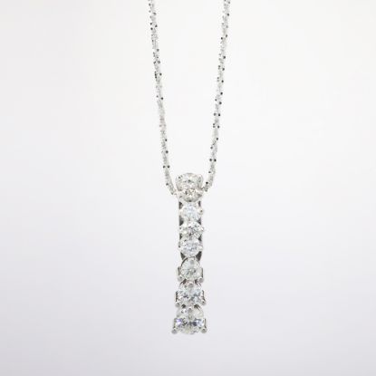 Picture of 14k White Gold Necklace with Graduated Diamond Bar Pendant