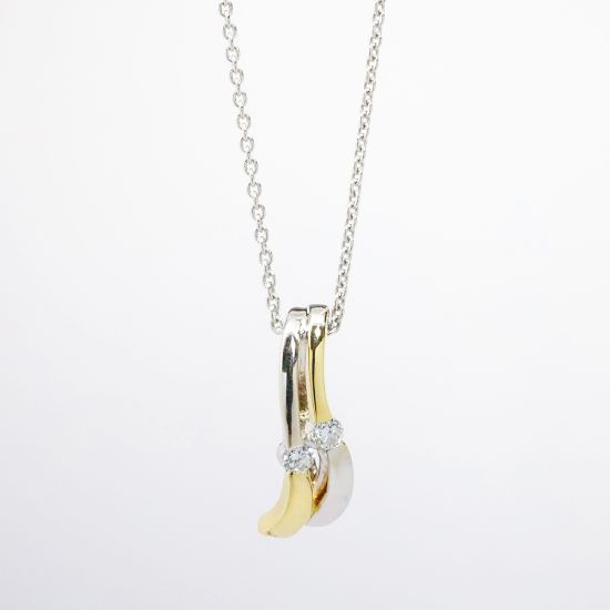 Picture of 18k White Gold Necklace with Two-Tone Gold & Diamond Pendant