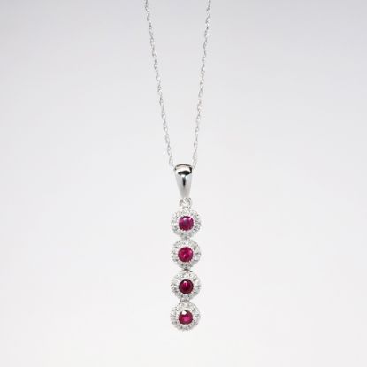 Picture of 14k White Gold Necklace with Ruby & Diamond Pendant