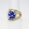 Picture of 14k Two-Tone Gold & Trillion Cut, Offset Tanzanite Ring with Diamond Accents