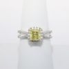 Picture of 18k Two-Tone Gold & Cushion Cut Yellow Diamond Ring with Diamond Halo & Split Band