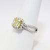 Picture of 18k Two-Tone Gold & Cushion Cut Yellow Diamond Ring with Diamond Halo & Split Band