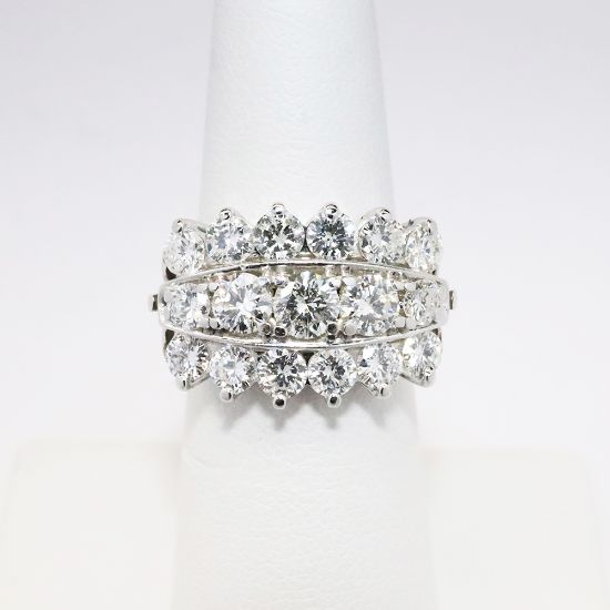 Picture of 14k White Gold Ring with Three Rows of Diamonds