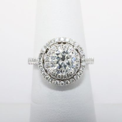 Picture of 14k White Gold & 1.17ct Diamond Solitaire Engagement Ring with Terraced Diamond Halos