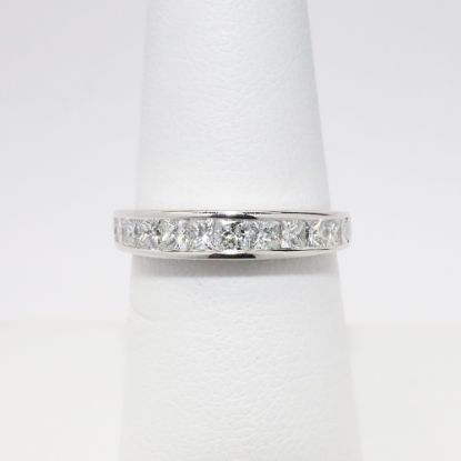 Picture of 14k White Gold Wedding Band with Channel Set Square Cut Diamonds