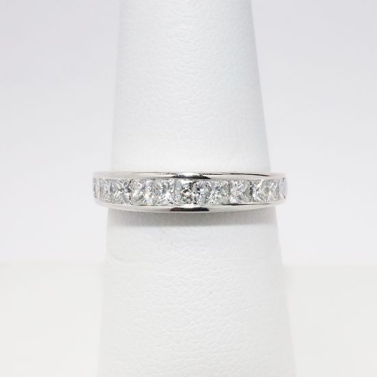 Picture of 14k White Gold Wedding Band with Channel Set Square Cut Diamonds