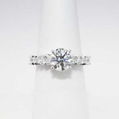 Picture of 14k White Gold & Diamond Solitaire Engagement Ring with Diamond Accented Band