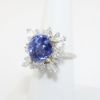 Picture of Platinum & Oval Cut Violet Blue Ceylon Sapphire Ring with Diamond Starburst Halo