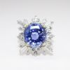 Picture of Platinum & Oval Cut Violet Blue Ceylon Sapphire Ring with Diamond Starburst Halo