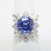 Picture of Platinum & Oval Cut Violet Blue Ceylon Sapphire Ring with Diamond Starburst Halo