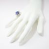 Picture of Platinum & Oval Cut Violet Blue Ceylon Sapphire Ring with Diamond Starburst Halo