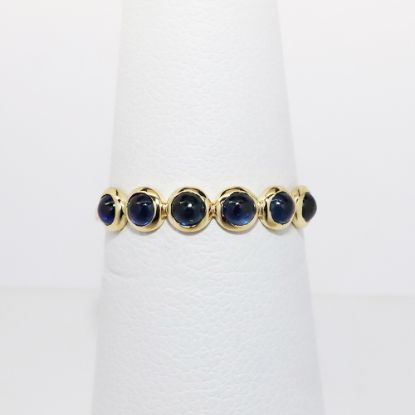 Picture of 18k Yellow Gold & Blue Sapphire Cabochons Stackable Ring 